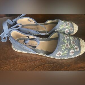 Dominique Floral Blue Espadrilles